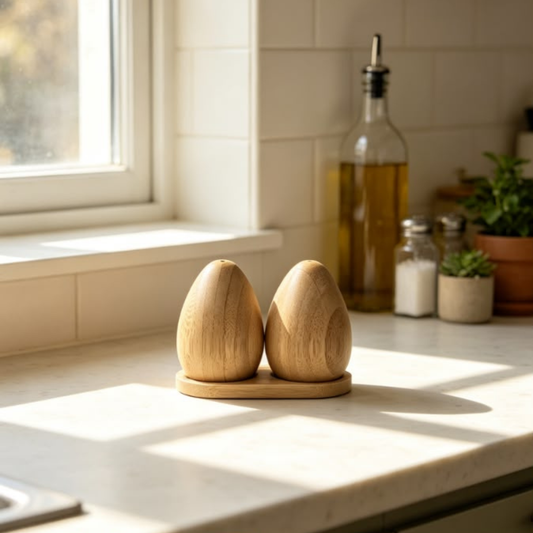 Twin Wooden Pebble Shakers